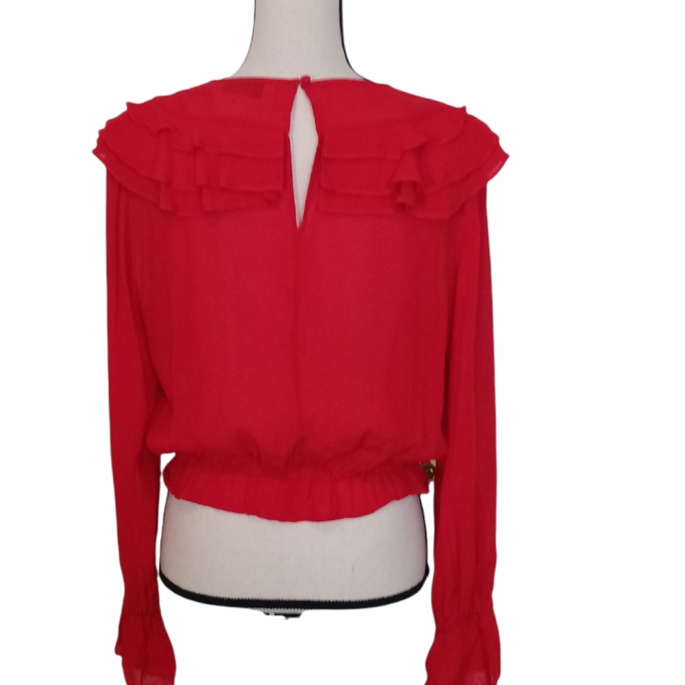 & Other Stories Red Ruffle d Blouse - Picture 3 of 13